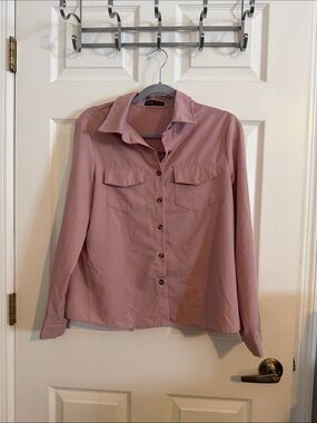 Light Mauve Pink Button-Front Women's Shirt